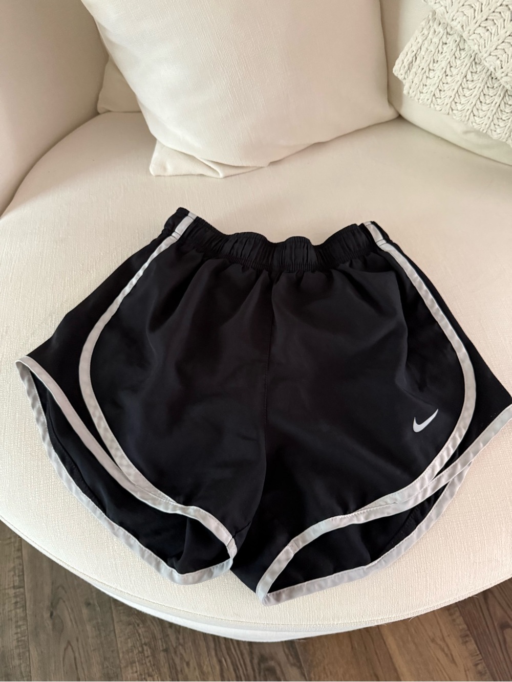Nike Women’s Black Athletic Shorts with White Piping